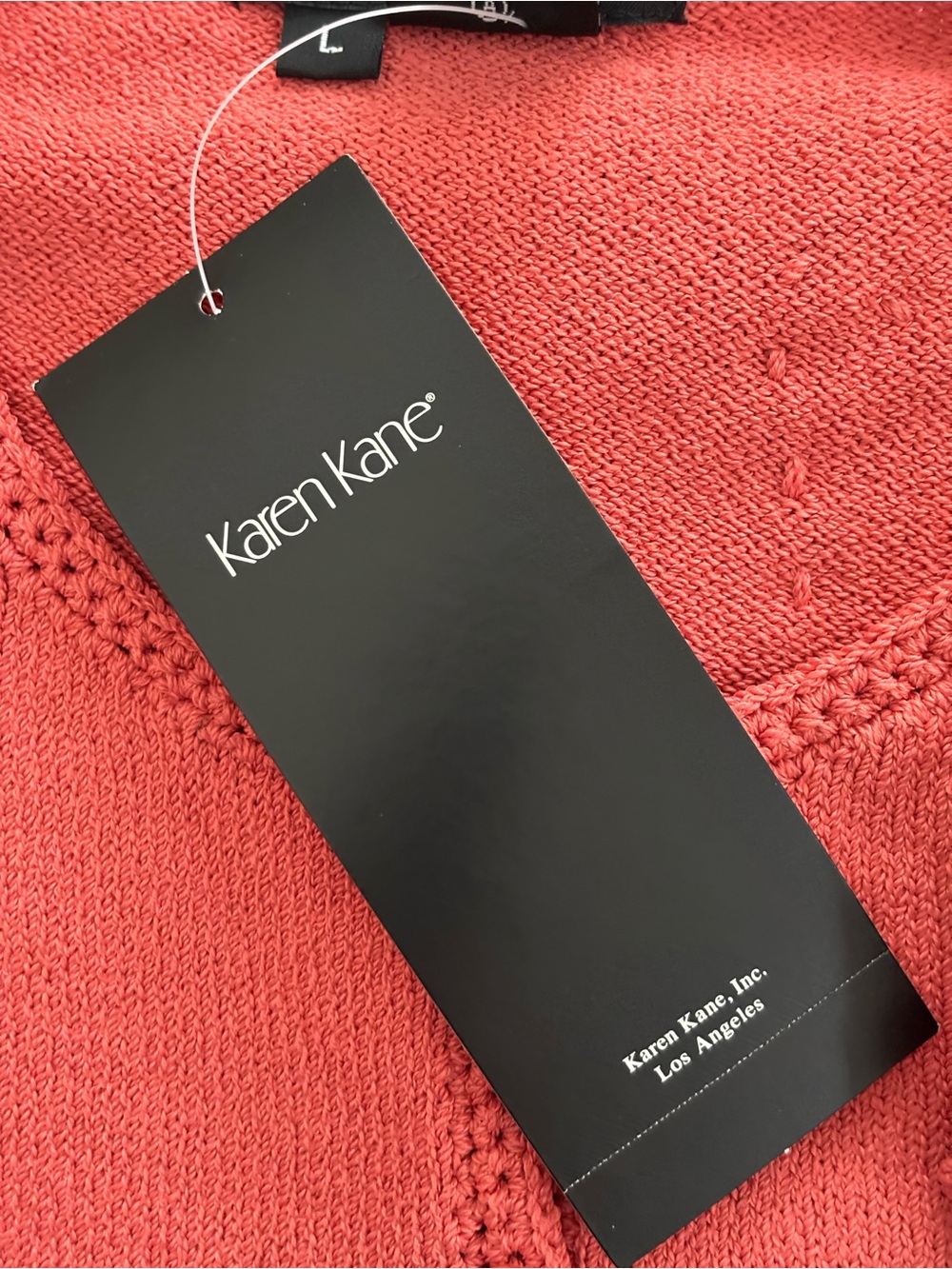 Karen Kane Tuscan Sunrise Ribbon Cardigan NWT Coral/Terracotta Orange Coquette L - Picture 9 of 10